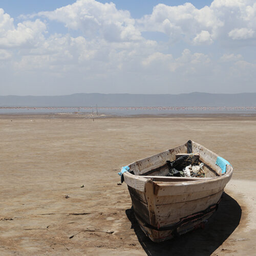 Boats on ephemeral Lake Eyasi
