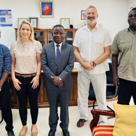 02.03.23 – Here, our CEO Lorna Blaisse is meeting with Professor William-Andey Lazaro Anangisye, the Vice Chancellor of the University of Dar es Salaam and Dr Emmanuel O. Kazimoto, Head of Geosciences.